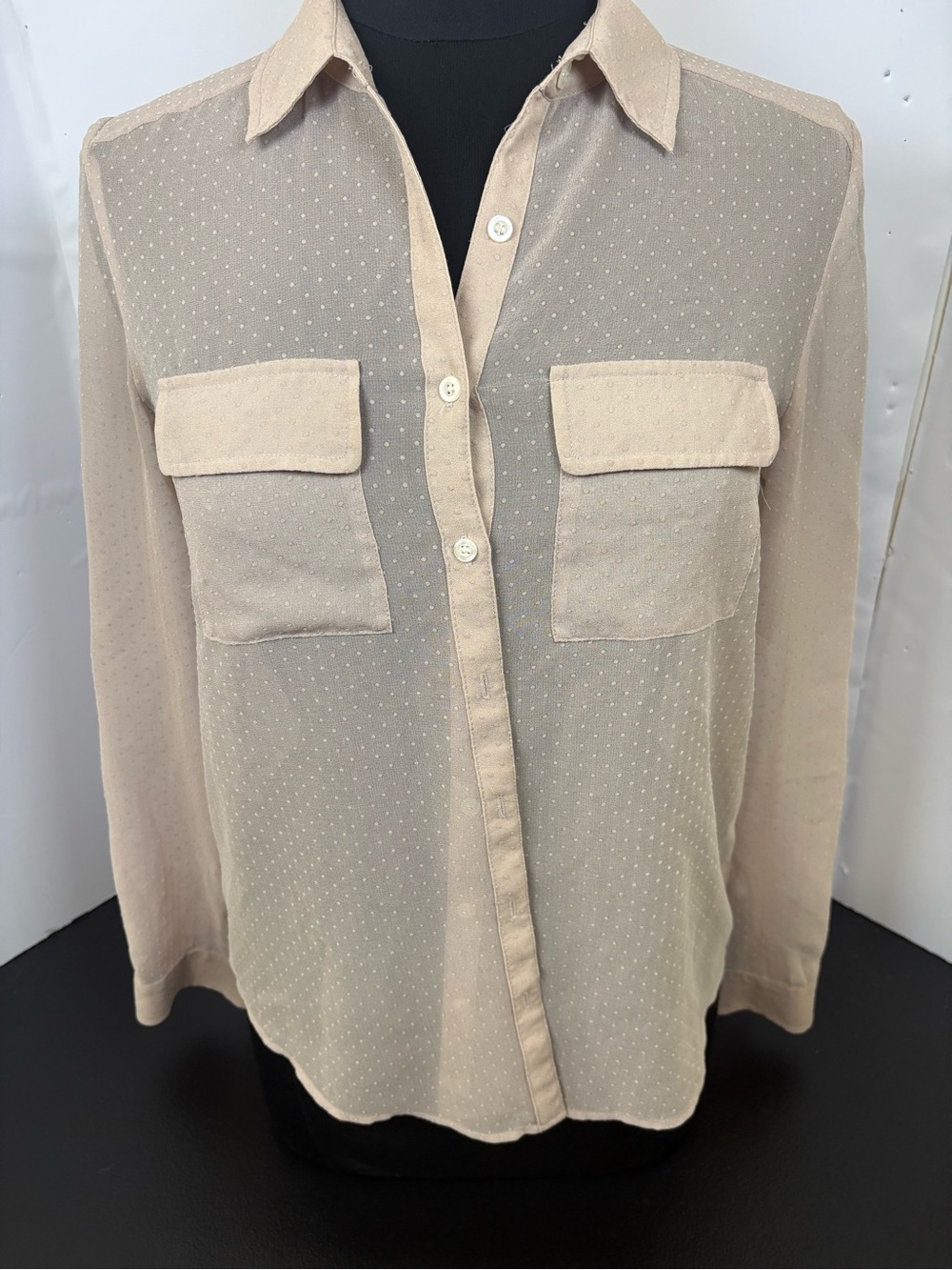 Frenchi Light Beige Button-Down Casual Shirt with Chest Pockets